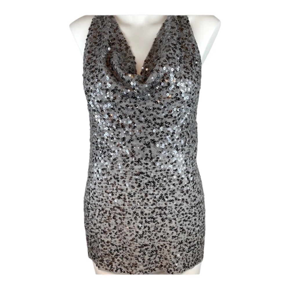 BCBG Maxazaria 100 Spandex Silk Sequin Top- XS